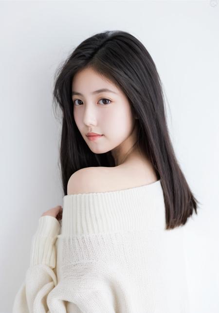 41340-2734983203-1girl,solo,head tilt,realistic,looking at viewer,long hair,sweater,black hair,lips,brown hair,black eyes,off shoulder,bare shoul.png